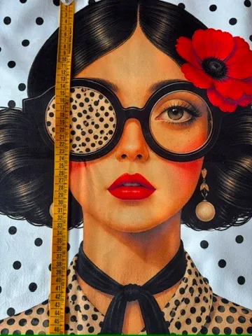 Panel mujer topitos flor roja